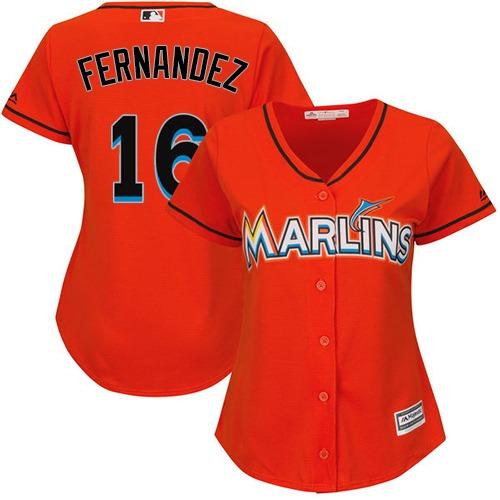 Marlins #16 Jose Fernandez Orange Women's Alternate Stitched MLB Jersey